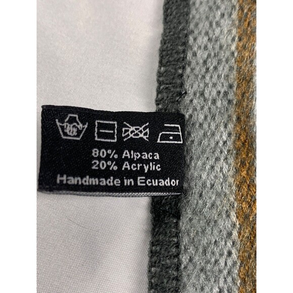 Shupaca Alpaca 80% Blend Scarf 76” X 11” Gray Green Stripe Brushed Cozy Soft - Picture 5 of 5